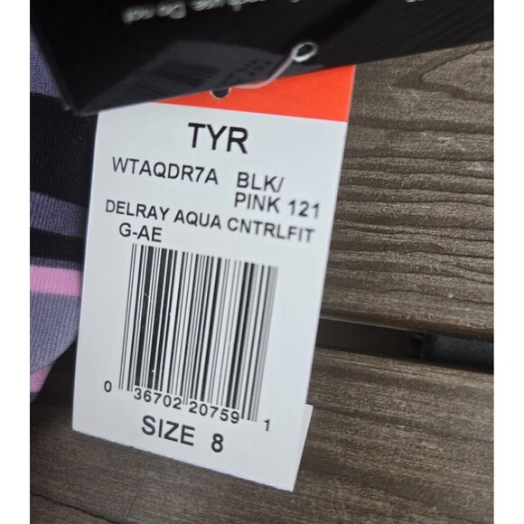 TYR Delray Straight Neck Control Fit Pink/black 1 Piece Bathing Suit Sz 8 NWT - Picture 3 of 3